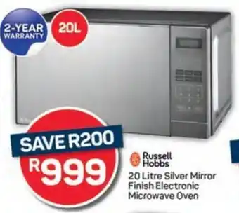 Pick n Pay Russell Hobbs Silver Mirror Finish Electronic Microwave Oven offer