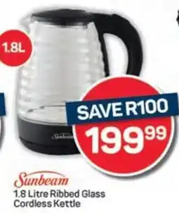 Pick n Pay Sunbeam Ribbed Glass Cordless Kettle offer