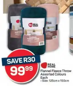 Pick n Pay REAL HOME Flannel Fleece Throw Assorted Colours Each offer
