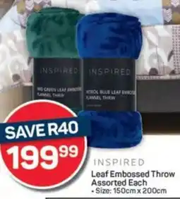Pick n Pay INSPIRED Leaf Embossed Throw Assorted Each offer