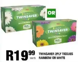 Take 'n Pay Twinsaver 2ply tissues rainbow or white offer