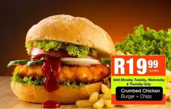 Take 'n Pay Crumbed Chicken Burger + Chips offer