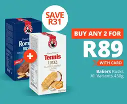 Checkers Bakers Rusks All Variants offer