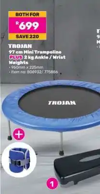 Game TROJAN 97 cm Mini Trampoline PLUS 2 kg Ankle / Wrist Weights offer