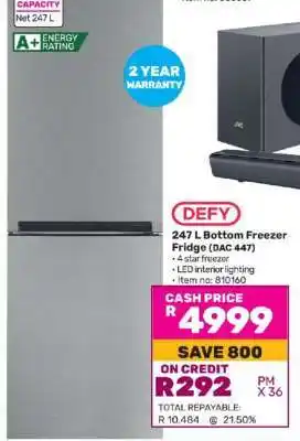 Game DEFY 247 L Bottom Freezer Fridge (DAC 447) offer