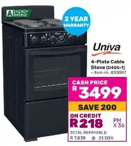 Game Univa 4 Plate Cable Stove U405-1 offer