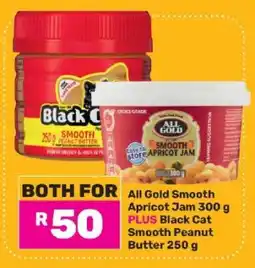 Game All Gold Smooth Apricot Jam 300 g PLUS Black Cat Smooth Peanut Butter 250 g offer