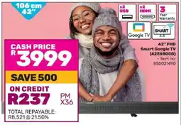 Game 42 FHD Smart Google TV (42E6500G) offer
