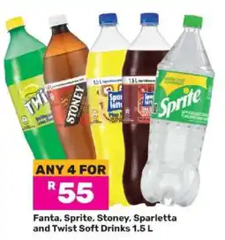 Game Fanta, Sprite, Stoney, Sparletta and Twist Soft Drinks 1.5 L offer
