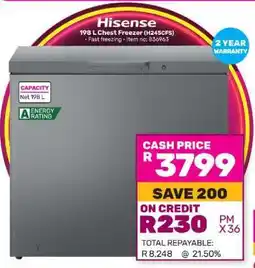Game Hisense 198 L Chest Freezer H245CFS offer