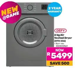 Game DEFY 6 kg Air Vented Dryer (DTD 236) offer