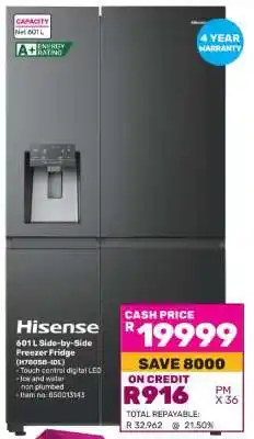 Game Hisense 601L Side-by-Side Freezer Fridge offer