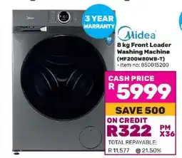 Game Midea 8 kg Front Loader Washing Machine (MF200W80WB-T) offer