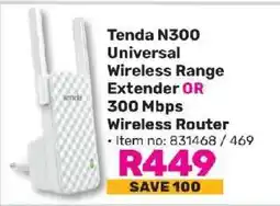 Game Tenda N300 Universal Wireless Range Extender OR 300 Mbps Wireless Router offer