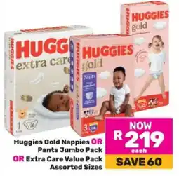 Game Huggies Gold Nappies OR Pants Jumbo Pack OR Extra Care Value Pack offer