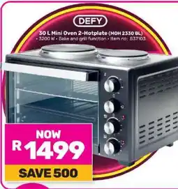 Game DEFY 30 L Mini Oven 2-Hotplate (MOH 2330 BL) offer