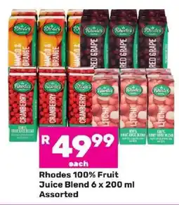 Game Rhodes 100% Fruit Juice Blend 6 x 200 ml Assorted offer