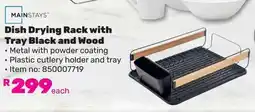 Game Mainstays Dish Drying Rack with Tray Black and Wood offer
