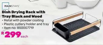 Game Mainstays Dish Drying Rack with Tray Black and Wood offer