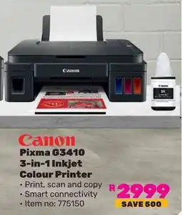 Game Canon Pixma G3410 3-in-1 Inkjet Colour Printer offer