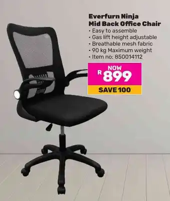 Game Everfurn Ninja Mid Back Office Chair offer