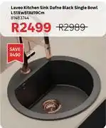 Leroy Merlin Laveo Kitchen Sink Dafne Black Single Bowl L51 x W51 x D19cm 81483744 offer
