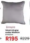 Leroy Merlin Inspire Velvet Rich Grey Scatter 60 x 60cm 81493044 offer