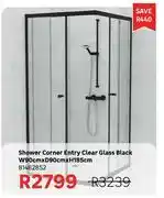 Leroy Merlin Shower Corner Entry Clear Glass Black W90cm x D90cm x H185cm 81482852 offer