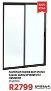 Leroy Merlin Aluminium Sliding Door Bronze 1 Panel Sliding W1500mm x H2100mm 81427016 offer
