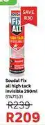 Leroy Merlin Soudal Fix All High Tack Invisible 81471531-290ml offer
