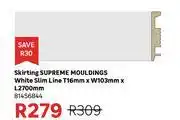 Leroy Merlin Superme Mouldings White Slim Line Skirting T16mm x W103mm x L2700mm 81456844 offer