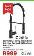 Leroy Merlin Delinia Tomas Spring Neck Kitchen Sink Mixer Tap Black H46cm Spout Reach 27cm 81490818 offer