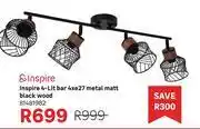 Leroy Merlin Inspire 4-Lit Bar 4xe27 (Metal Matt Black Wood) 81481982 offer