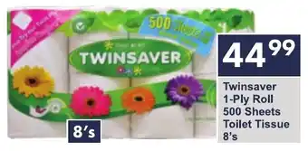 President Hyper Twinsaver 1-Ply Roll 500 Sheets Toilet Tissue offer