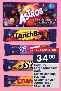Cadbury Large Chocolate Bars Lunch Bar/ P.S/ Crunchie/ Astros/ 5Star