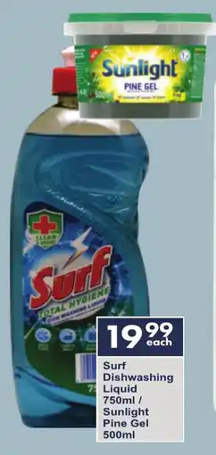 President Hyper Surf Dishwashing Liquid/ Sunlight Pine Gel offer