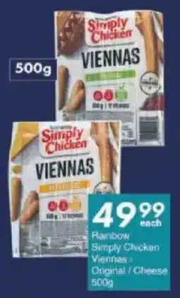 President Hyper Rainbow Simply Chicken Viennas Original/ Cheese offer