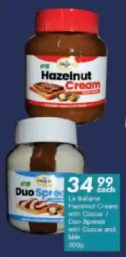 President Hyper La Italiana Hazelnut Cream with Cocoa/ Duo Spread with Cocoa and Milk offer
