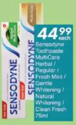 President Hyper Sensodyne Toothpaste MultiCare Herbal/ Regular/ Fresh Mint/ Gentle Whitening/ Natural Whitening/ Clean Fresh offer