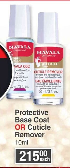 Dis-Chem Mavala Protective Base Coat or Cuticle Remover 10ml offer