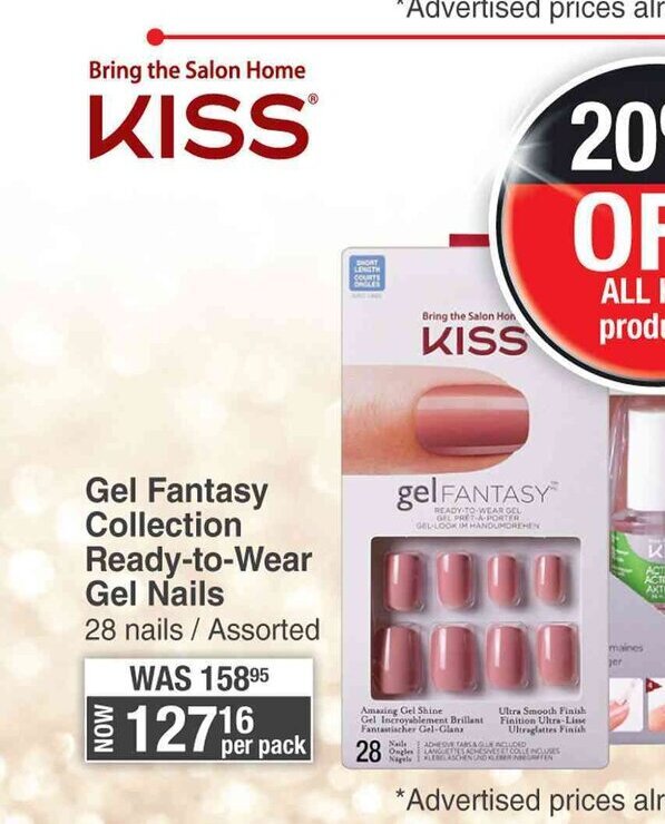 KISS Gel Fantasy Collection Readytowear Gel Nails 28 Nails / Assorted