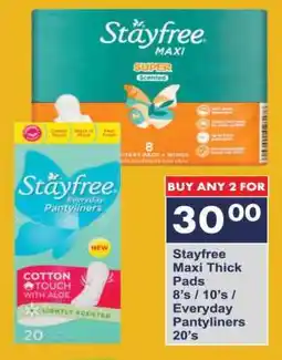 President Hyper Stayfree Maxi Thick Pads 8's / 10's / Everyday Pantyliners 20's offer