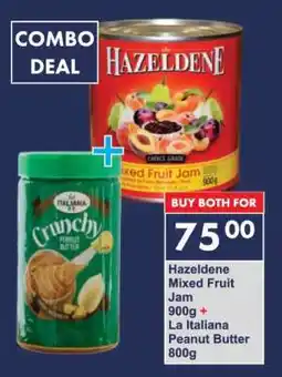 President Hyper Hazeldene Mixed Fruit Jam 900g + La Italiana Peanut Butter 800g offer