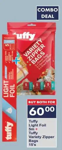 President Hyper Tuffy Light Foil 5m + Tuffy Variety Zipper Bags 15's offer