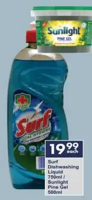 President Hyper Surf Dishwashing Liquid 750ml / Sunlight Pine Gel 500ml offer
