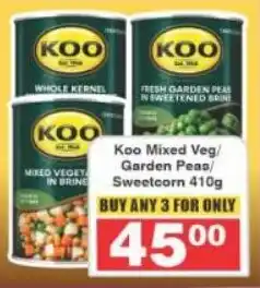 Frontline Koo Mixed Veg/ Garden Peas/ Sweetcorn offer