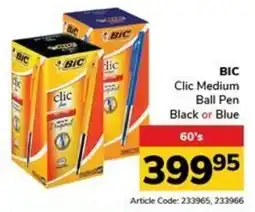 Jumbo BIC Clic Medium Ball Pen Black or Blue offer