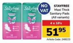 Jumbo STAYFREE Maxi Thick Sanitary Pads offer