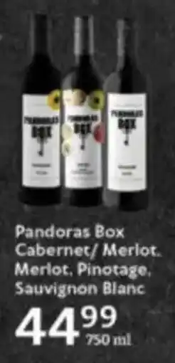 Oxford Freshmarket Pandoras Box Cabernet/ Merlot. Merlot, Pinotage, Sauvignon Blanc offer