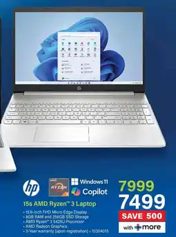 Incredible Connection HP 15s AMD Ryzen 3 Laptop offer